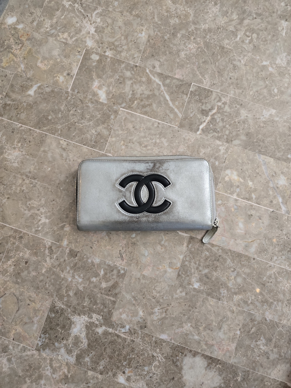 Authentic Chanel Silver & Black Wallet